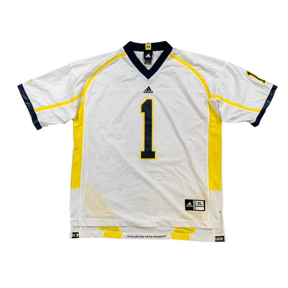 Michigan Wolverines Jersey Mens XL White Premier Replica Away Football Adidas